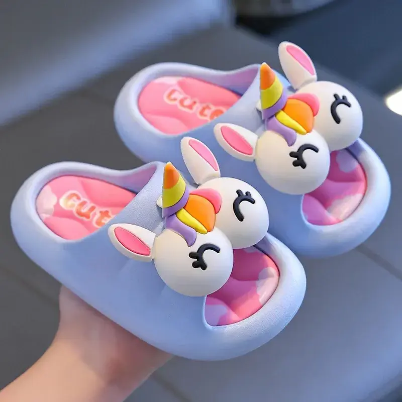 Children's soft soled women's slippers cute cartoon indoor anti slip thick soled baby slippers summer cool slippers