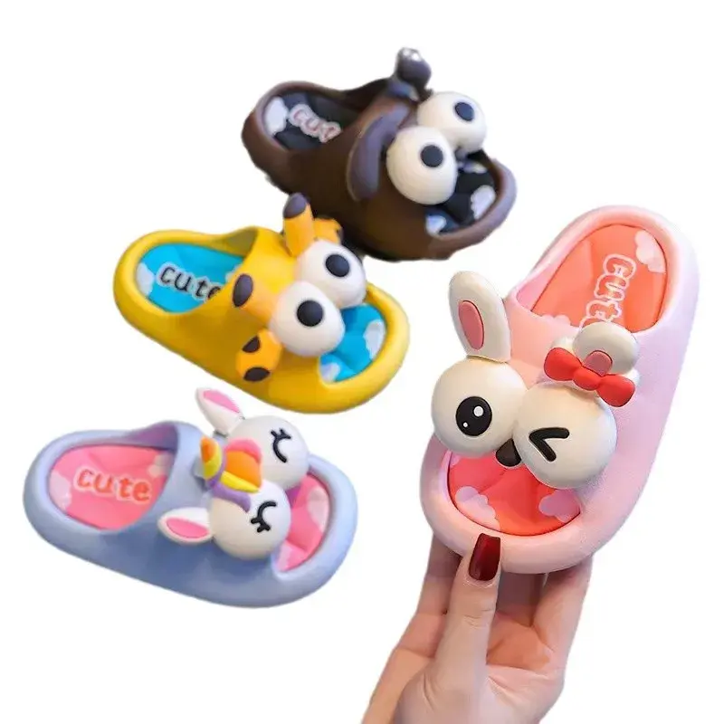 Children's soft soled women's slippers cute cartoon indoor anti slip thick soled baby slippers summer cool slippers