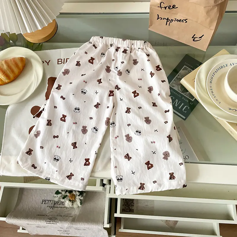 Toddler Kids Girls Pants 2025 Summer New Cute Animal Full Print Belt Casual Sports Trousers Pants