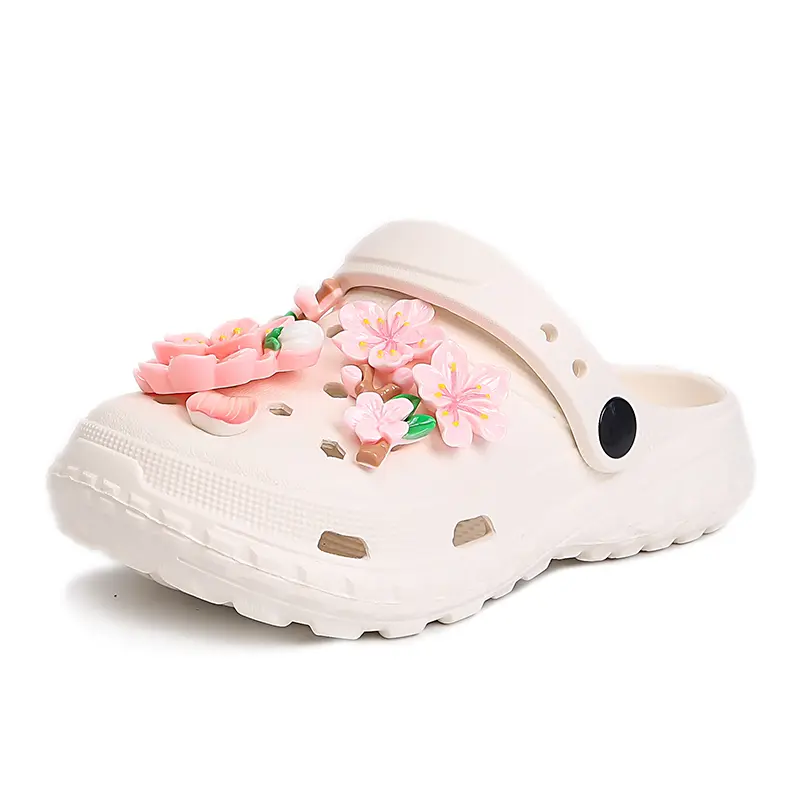 2025 Summer New Children Casual Slipeprs for Girls Fashion Korean Style Soft Sole Non-slip Versatile Cut-outs Sweet Flowers Shoe