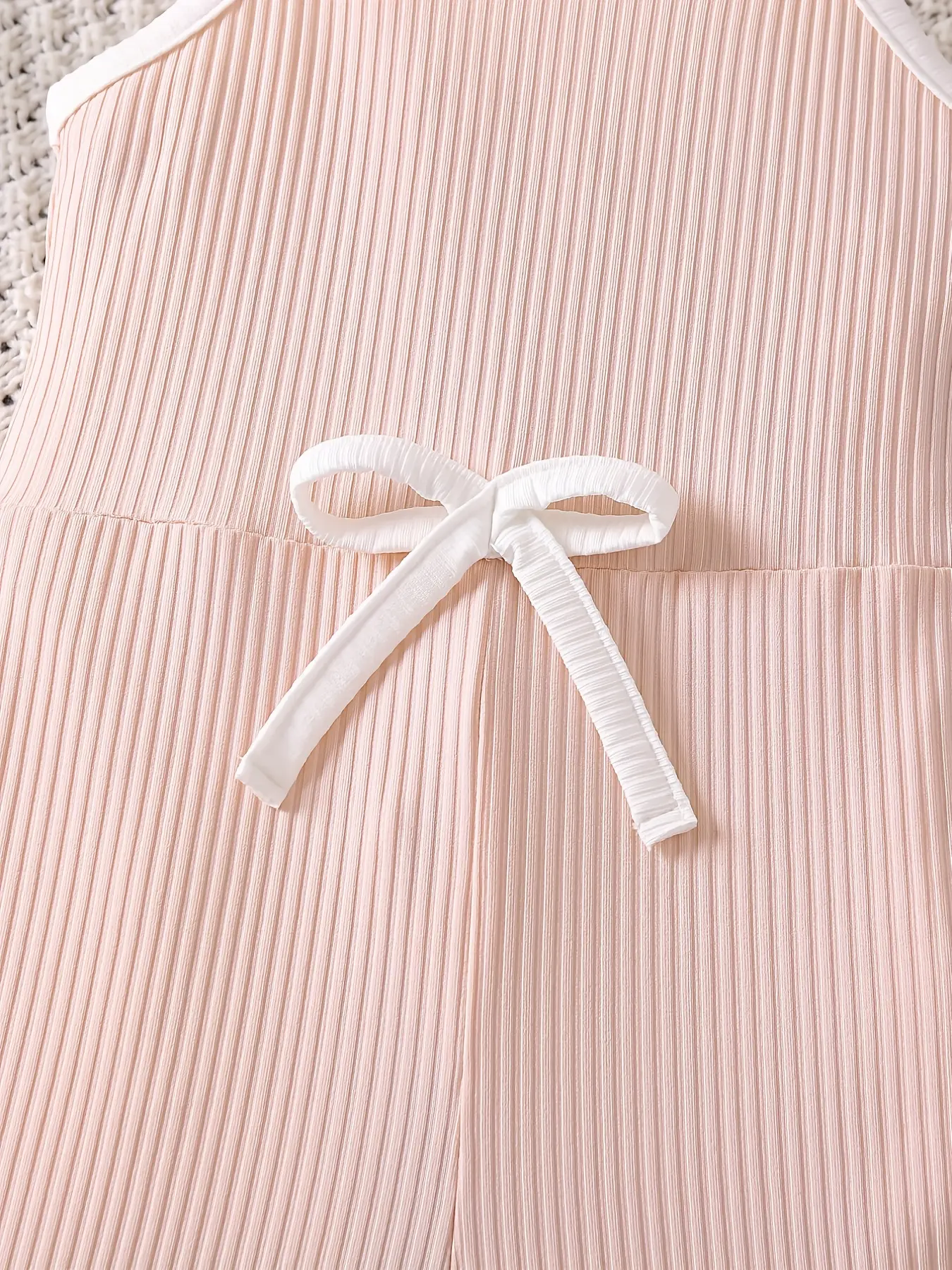 Fashion pit strip contrast color all-in-one sleeveless halter bell bottoms bow advanced sense of chic lace jumpsuit girls summer