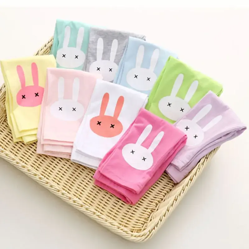 Girls Summer Leggings Rabbit Kids Knee Length Pants Leggins Trouser Elastic Cotton Candy Color Children Capris Girl Skinny Pants