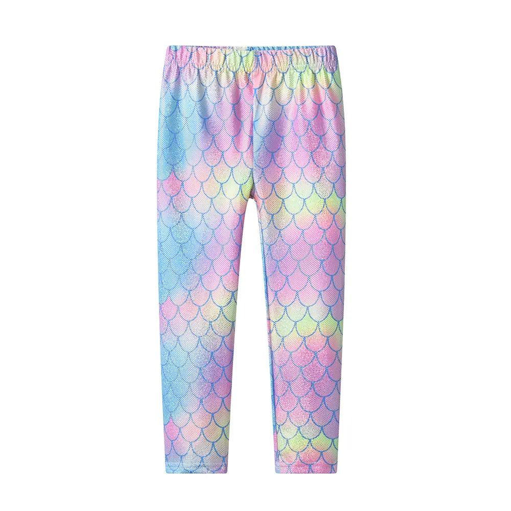VIKITA Kids Mermaid Print Leggings Girls Colorful Skinny Pants Toddler Casual Pencil Trousers Daily Casual Wear Children Clothes
