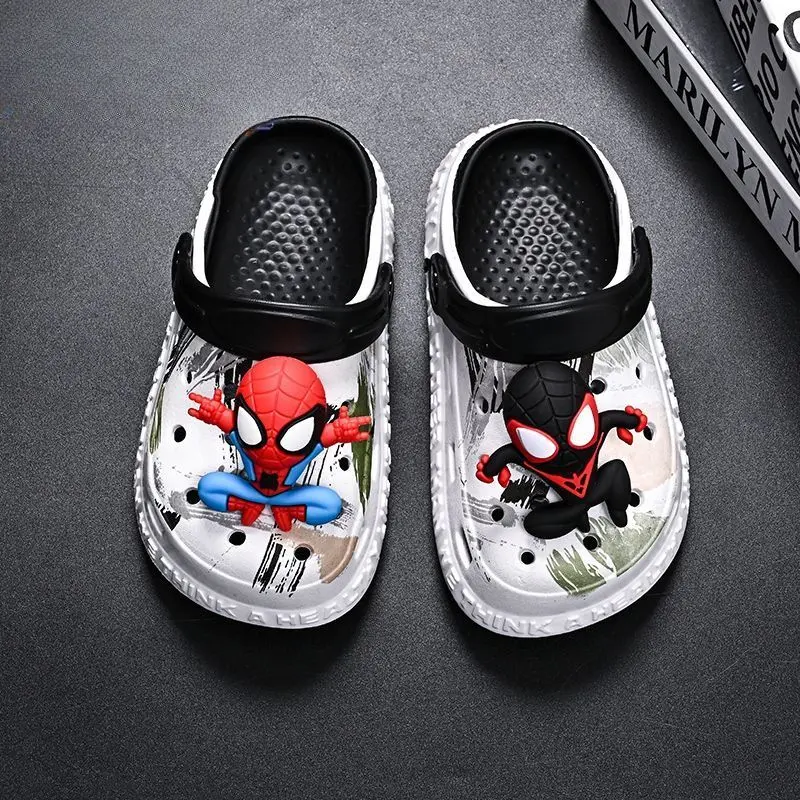 Disney Children's Casual Shoes EVA Sandals Boys Girls' Cartoon Anti Slip Soft Sole Children's Beach White Black Shoes Size