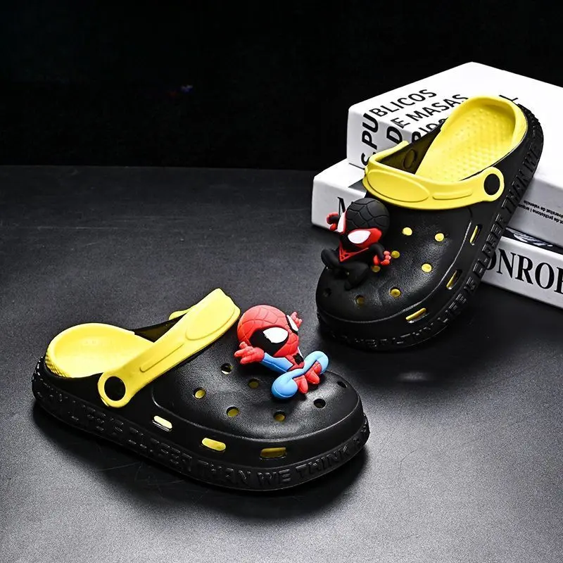Disney Children's Casual Shoes EVA Sandals Boys Girls' Cartoon Anti Slip Soft Sole Children's Beach White Black Shoes Size