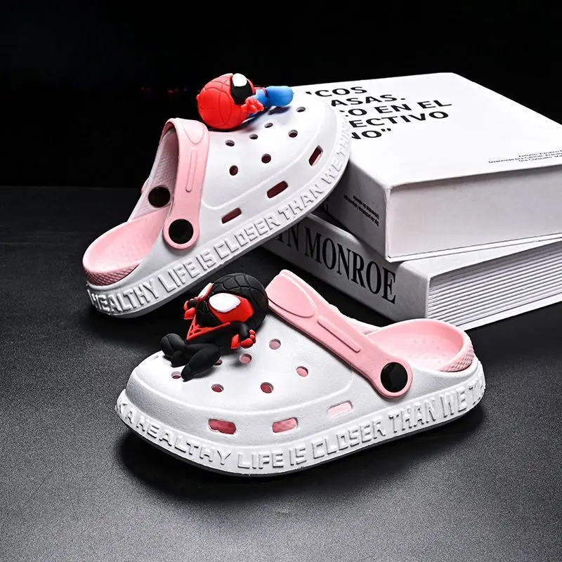 Disney Children's Casual Shoes EVA Sandals Boys Girls' Cartoon Anti Slip Soft Sole Children's Beach White Black Shoes Size