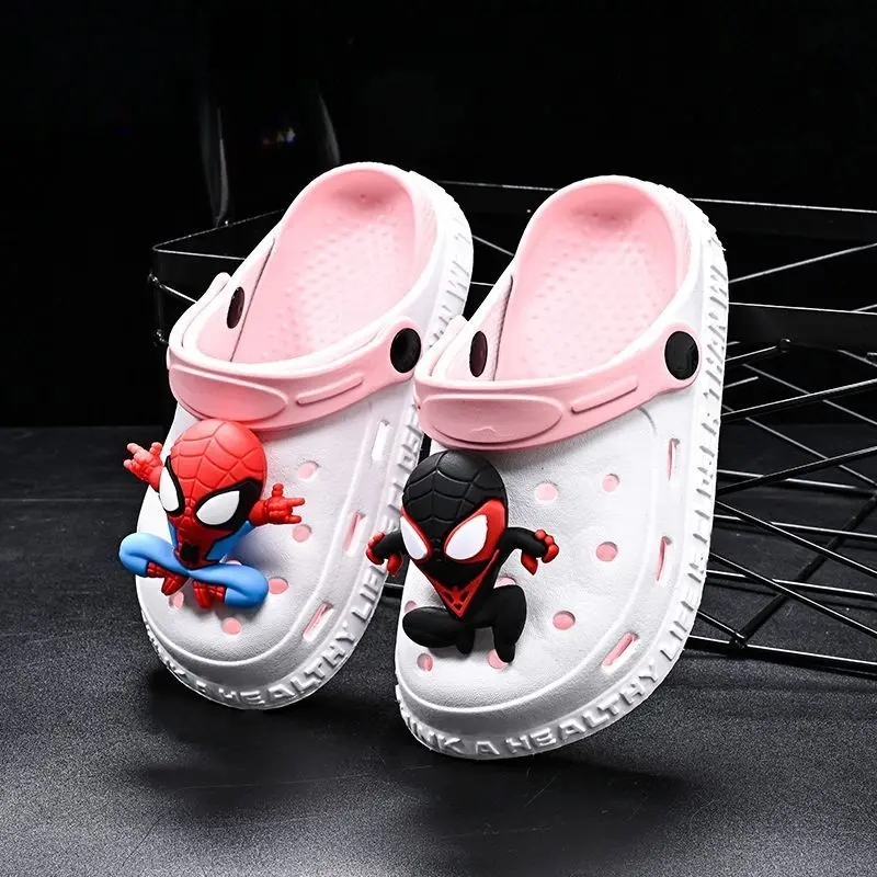 Disney Children's Casual Shoes EVA Sandals Boys Girls' Cartoon Anti Slip Soft Sole Children's Beach White Black Shoes Size