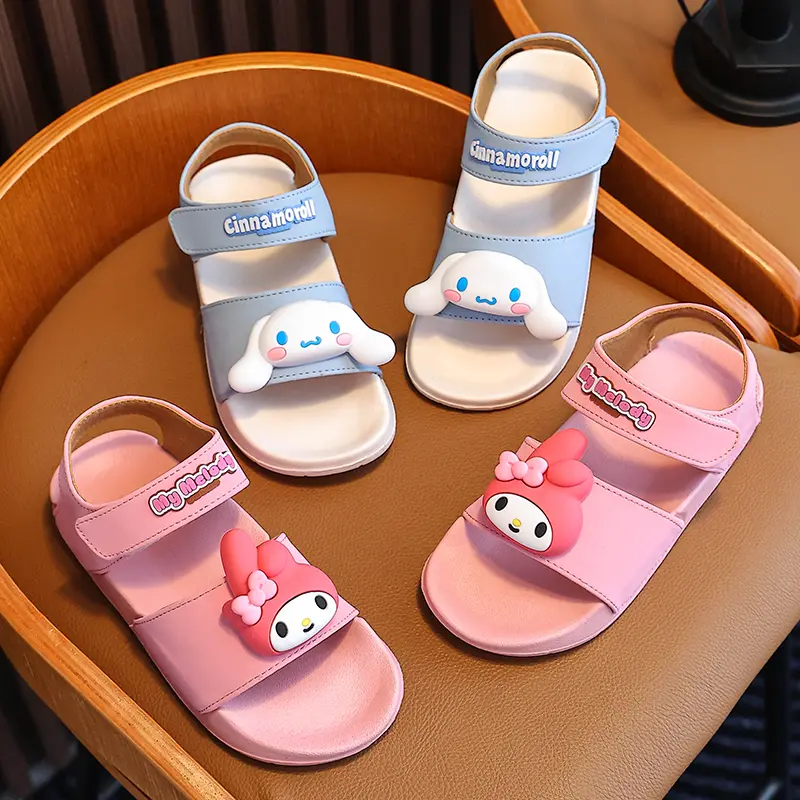 Miniso Child Beach Shoes for Sea Summer Girls Gladiator Sandals Baby Soft Non-slip Sanrio Shoes Boy Roman Flip-flops