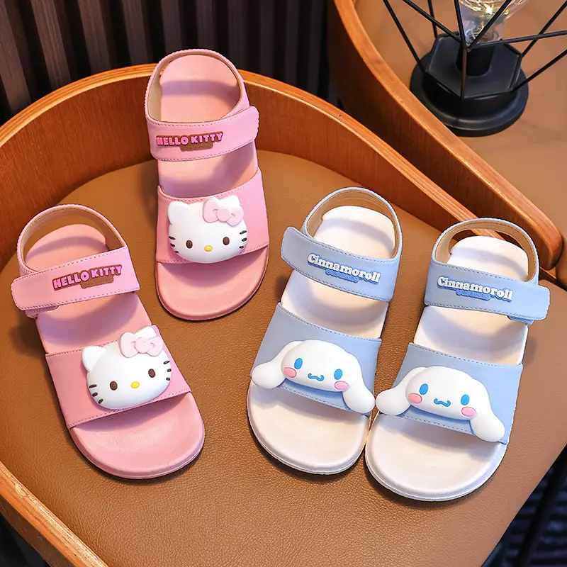 Miniso Child Beach Shoes for Sea Summer Girls Gladiator Sandals Baby Soft Non-slip Sanrio Shoes Boy Roman Flip-flops