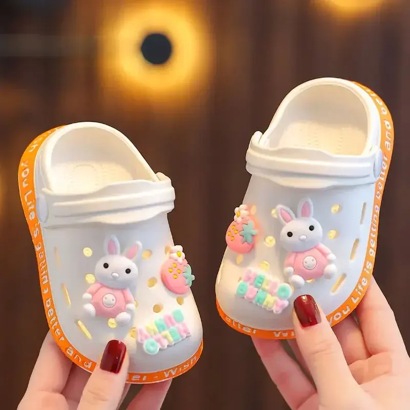 Children Summer Beach Clogs with Cartoon Holes Baby Casual Shoes Soft Soled Anti Slip Breathable Indoor Slippers for Active Kids