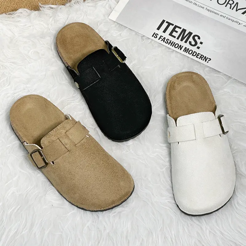 1 Pairs of Women's Casual Closed Toe Flip-flops Summer Outdoor Slippers Couple's Flannel Sandals Comfortable Non-slip Slides