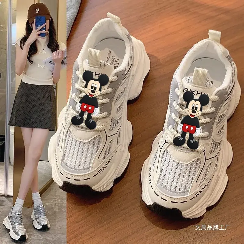 Disney Mickey Mouse New Platform Heightened Casual Shoes minnie Women Summer sports shoes  Mesh cartoon cute Breathable Sneakers