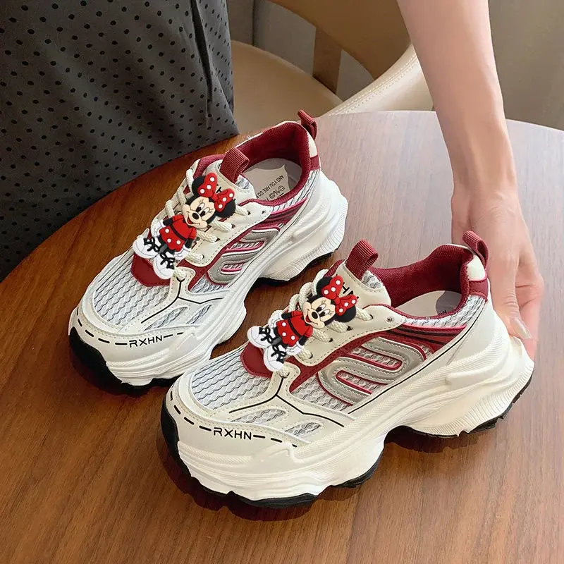 Disney Mickey Mouse New Platform Heightened Casual Shoes minnie Women Summer sports shoes  Mesh cartoon cute Breathable Sneakers