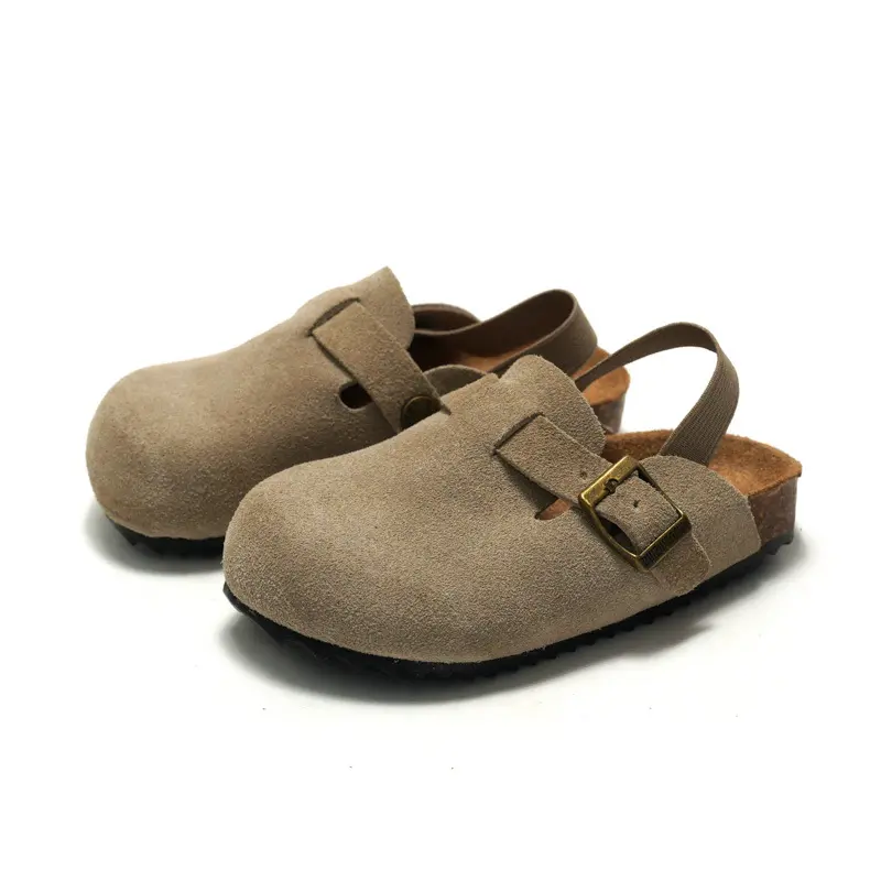 Autumn Winter New Children's Softwood Sandals Genuine Leather Boys' Beach Slippers Baotou Girls' Frosted Leather Casual Shoes