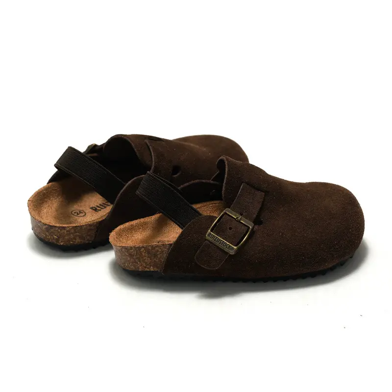 Autumn Winter New Children's Softwood Sandals Genuine Leather Boys' Beach Slippers Baotou Girls' Frosted Leather Casual Shoes