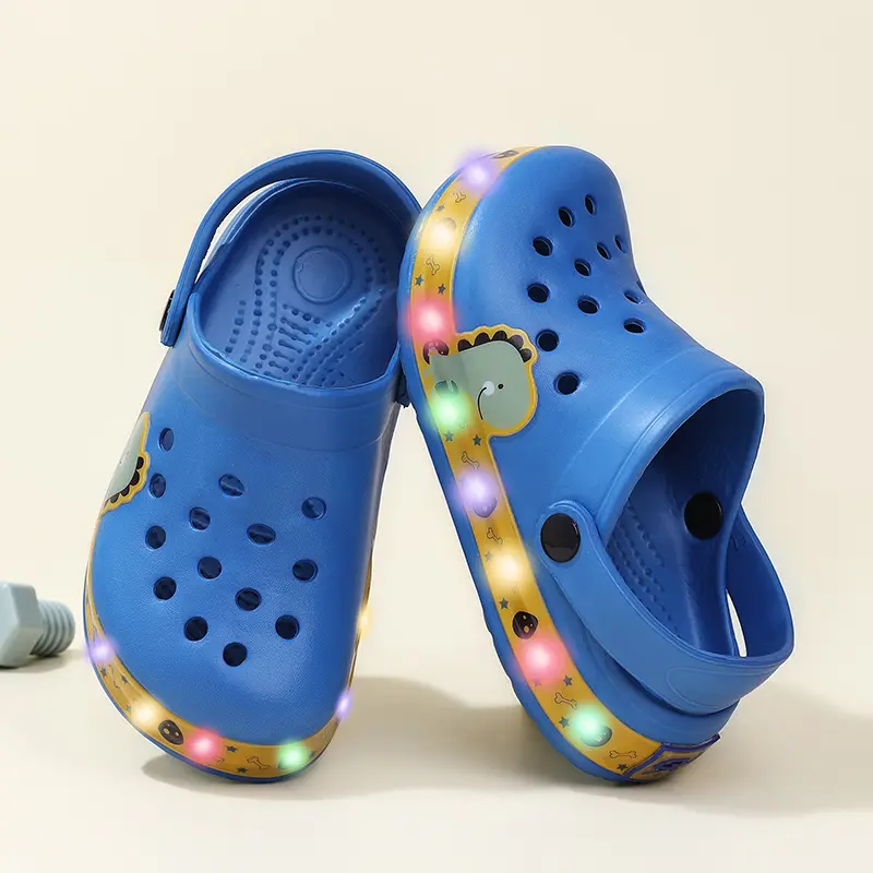 Summer Children Hole Sandals LED Lighted Flashing Light Shoes Boys Girls Beach Sandals Kids Breathable Non-slip Fashion Sneakers