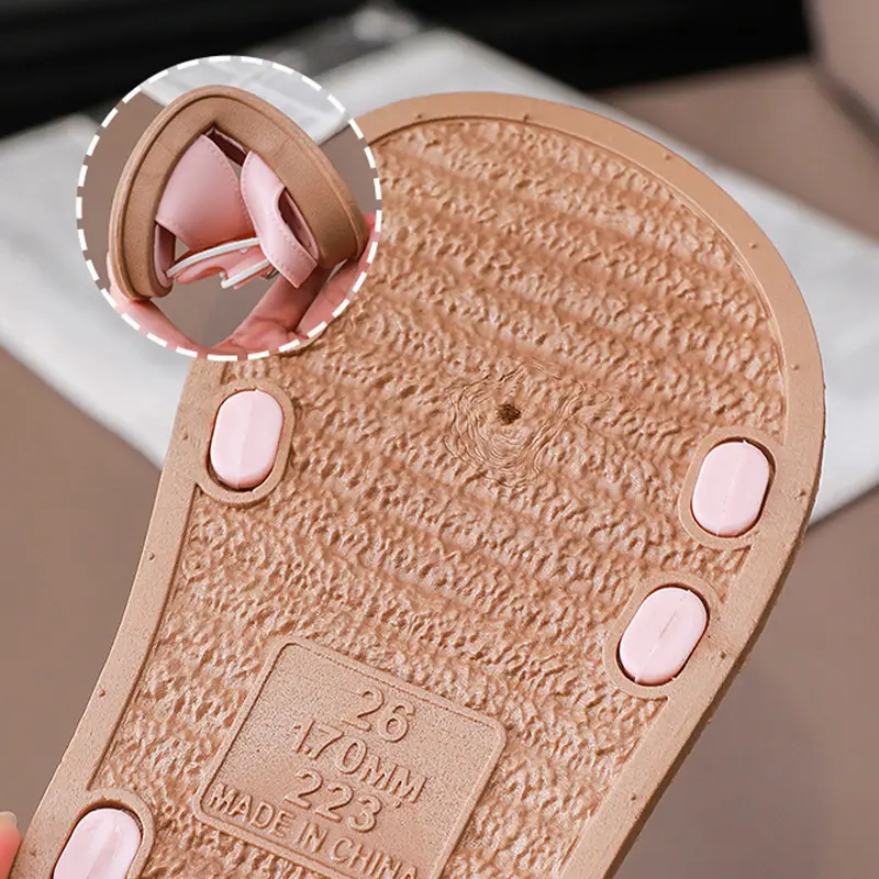 New Fashionable Girls Sandals Summer Bow Princess Sandals 3-14 Years Old Students Outside Wearing Versatile Velcro Sandals