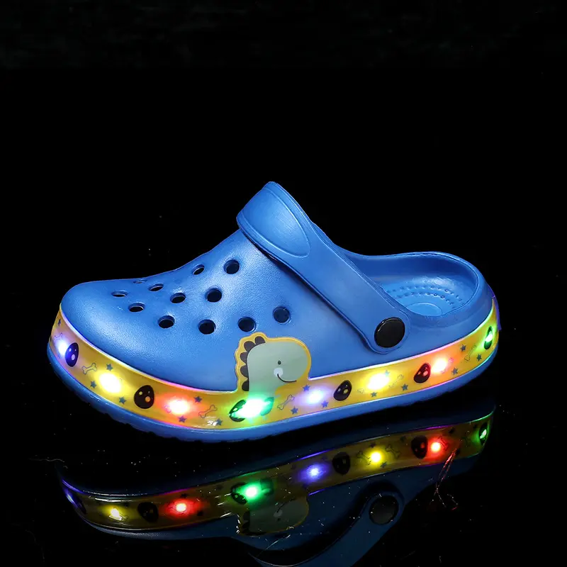 Summer Children Hole Sandals LED Lighted Flashing Light Shoes Boys Girls Beach Sandals Kids Breathable Non-slip Fashion Sneakers