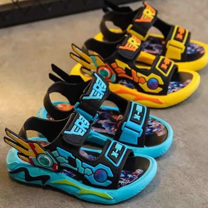 2025 New Boys' Sandals – Summer Soft-Sole Anti-Slip Sports Shoes for Big Kids Mecha Style Children's Beach Sandals for Boys