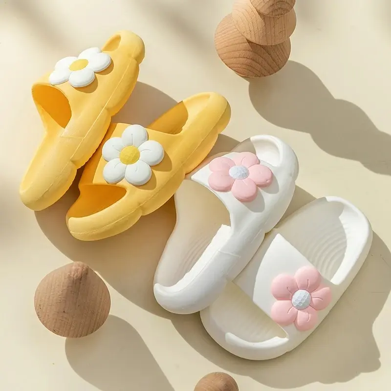 Summer Children's Girls Flower Slippers Casual Solid Soft  Boys Slippers Breathable Non-slip Home Bathroom Slipper Kids shoes
