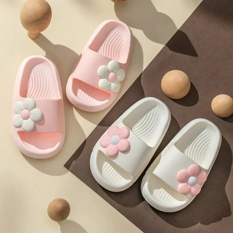 Summer Children's Girls Flower Slippers Casual Solid Soft  Boys Slippers Breathable Non-slip Home Bathroom Slipper Kids shoes