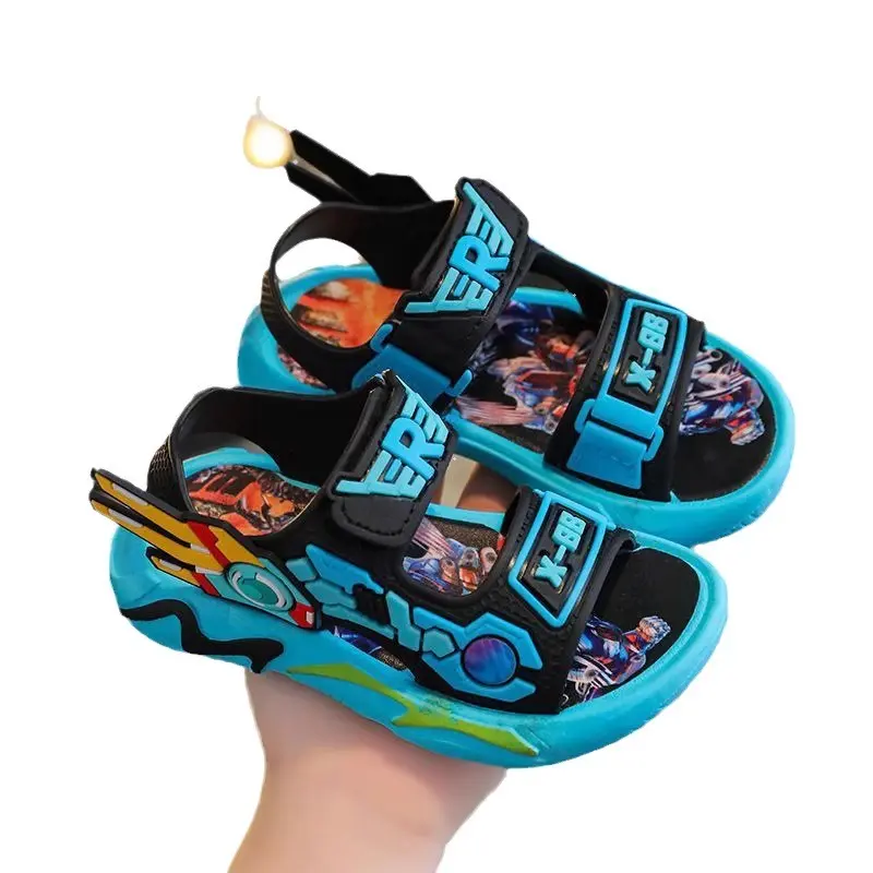 2025 New Boys' Sandals – Summer Soft-Sole Anti-Slip Sports Shoes for Big Kids Mecha Style Children's Beach Sandals for Boys