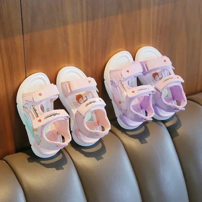 Girls Sandals Gladiator Cartoon Sweet Soft Children Beach Shoes Kids Summer Floral Sandals Princess Shoes Fashion Cute