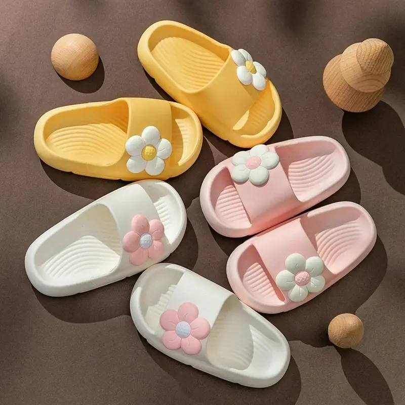 Summer Children's Girls Flower Slippers Casual Solid Soft  Boys Slippers Breathable Non-slip Home Bathroom Slipper Kids shoes