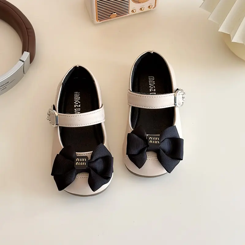 Girl's Princess Shoes Wedding Party Bowknot Ribbon Children Mary Janes 16-25 Toddler Fashion Sweet Spring Baby Ballet Flats