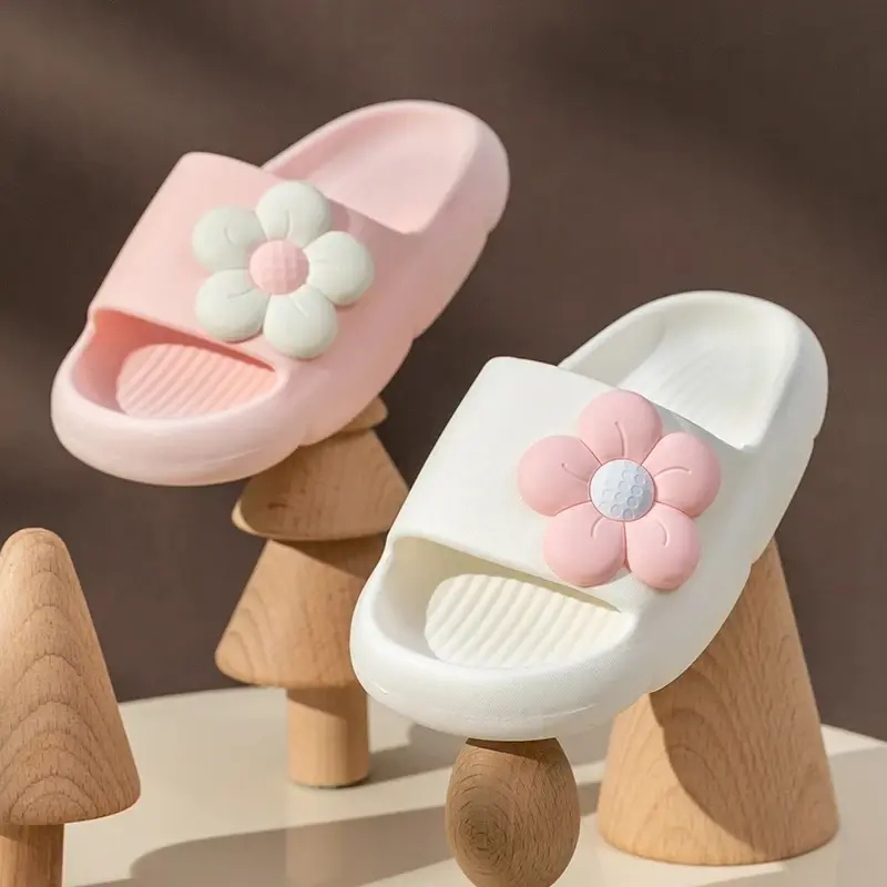 Summer Children's Girls Flower Slippers Casual Solid Soft  Boys Slippers Breathable Non-slip Home Bathroom Slipper Kids shoes