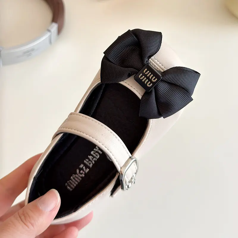 Girl's Princess Shoes Wedding Party Bowknot Ribbon Children Mary Janes 16-25 Toddler Fashion Sweet Spring Baby Ballet Flats