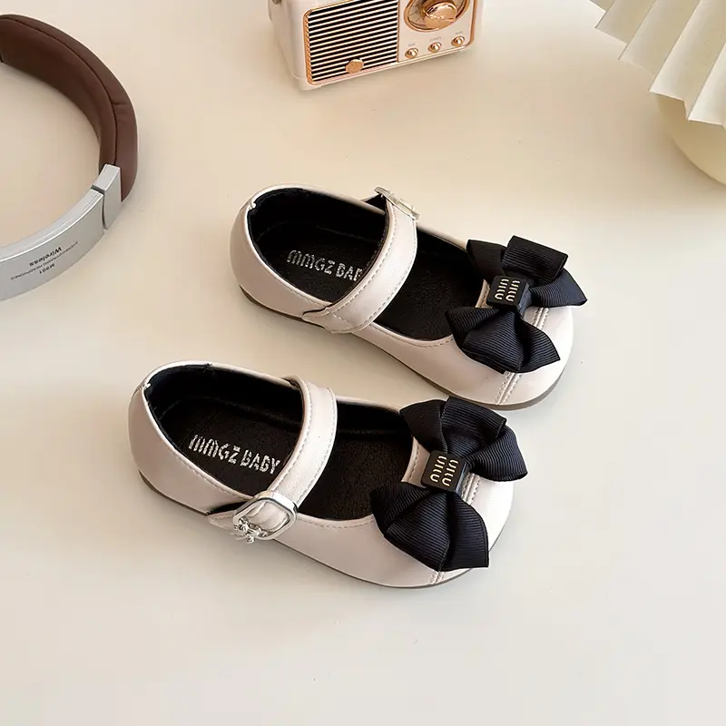 Girl's Princess Shoes Wedding Party Bowknot Ribbon Children Mary Janes 16-25 Toddler Fashion Sweet Spring Baby Ballet Flats
