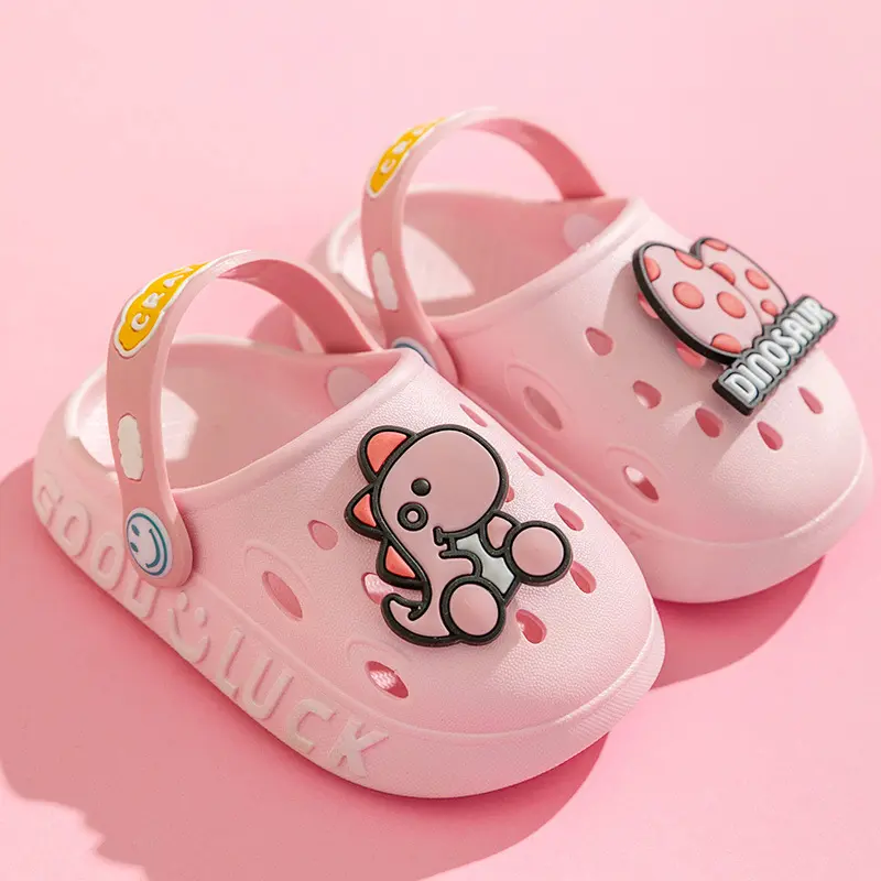 Baby Cartoon Dinosaur Cave Shoes Indoor Waterproof Anti-Collision Baotou Children's Slippers Summer Boys And Girls Home Shoes
