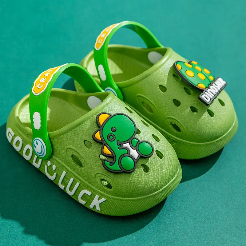 Baby Cartoon Dinosaur Cave Shoes Indoor Waterproof Anti-Collision Baotou Children's Slippers Summer Boys And Girls Home Shoes