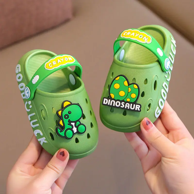 Baby Cartoon Dinosaur Cave Shoes Indoor Waterproof Anti-Collision Baotou Children's Slippers Summer Boys And Girls Home Shoes