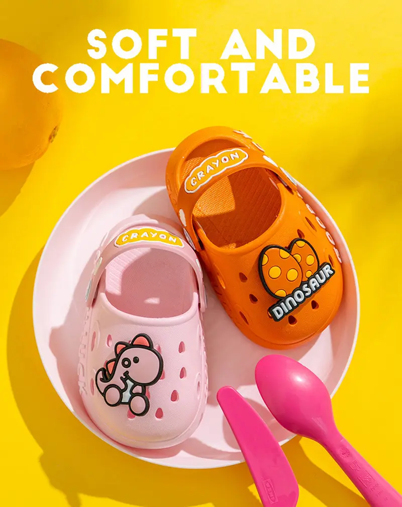 Baby Cartoon Dinosaur Cave Shoes Indoor Waterproof Anti-Collision Baotou Children's Slippers Summer Boys And Girls Home Shoes