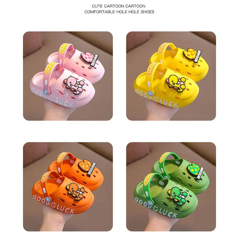 Baby Cartoon Dinosaur Cave Shoes Indoor Waterproof Anti-Collision Baotou Children's Slippers Summer Boys And Girls Home Shoes