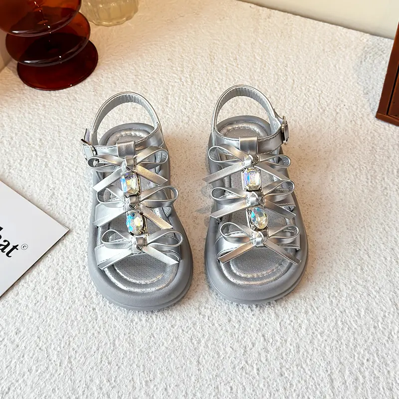 Girl Sandals Summer New Kids Fashion Hollow-out Causal Shoes Princess Versatile Sweet Bowknot Children Open-toe Beach Sandals