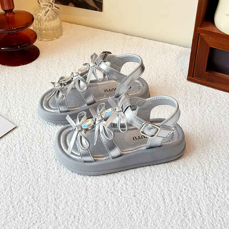 Girl Sandals Summer New Kids Fashion Hollow-out Causal Shoes Princess Versatile Sweet Bowknot Children Open-toe Beach Sandals