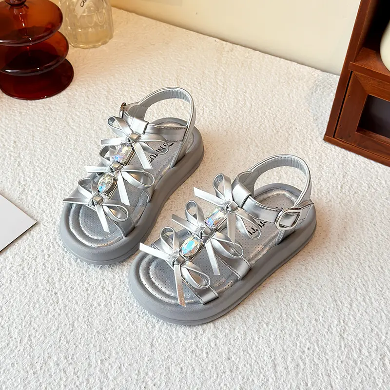 Girl Sandals Summer New Kids Fashion Hollow-out Causal Shoes Princess Versatile Sweet Bowknot Children Open-toe Beach Sandals