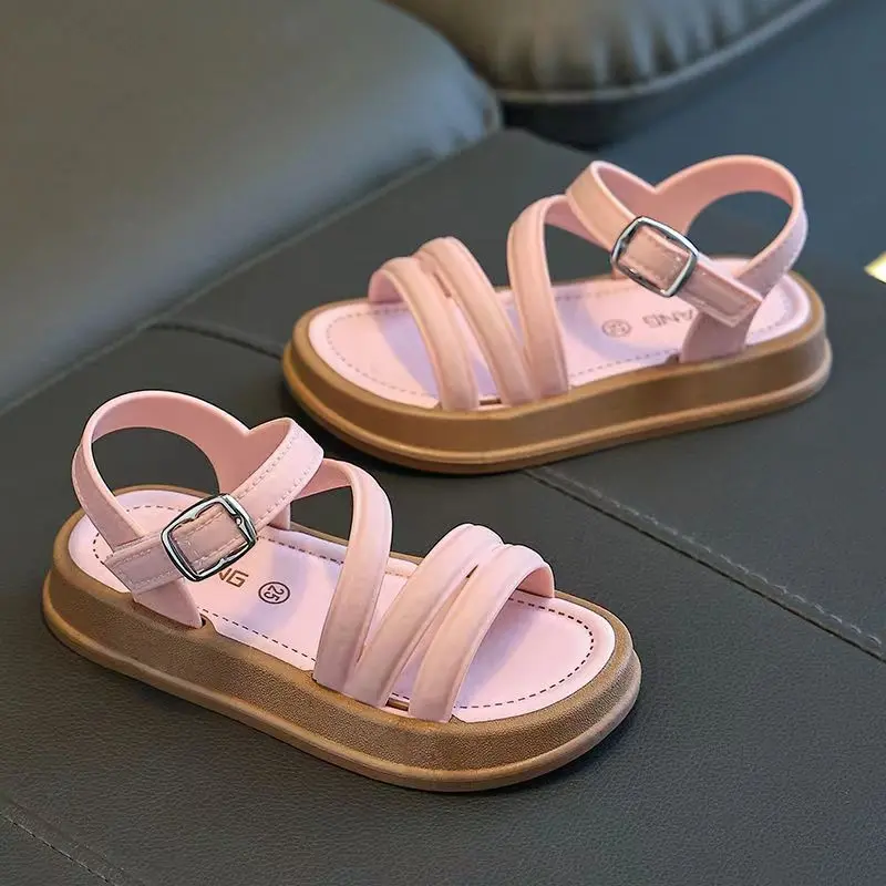 PEYOUR Trendy Cute Solid Color Open Toe Sandals For Girls, Breathable Lightweight Sandals For All Seasons