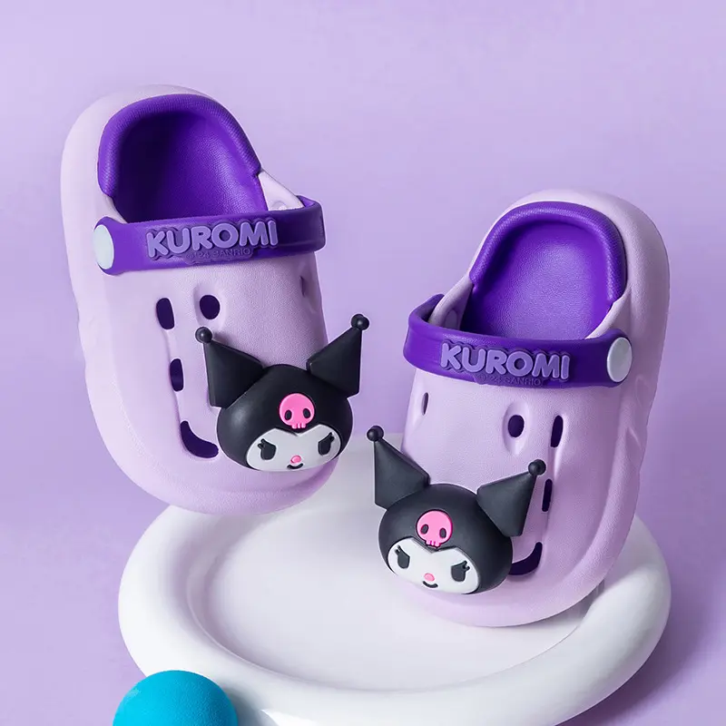 Sanrio Kids' Garden Shoes Girls Non-Slip Indoor Slippers Soft Bottom Breathable Deodorant Cute Cartoon Bow-top Sandals