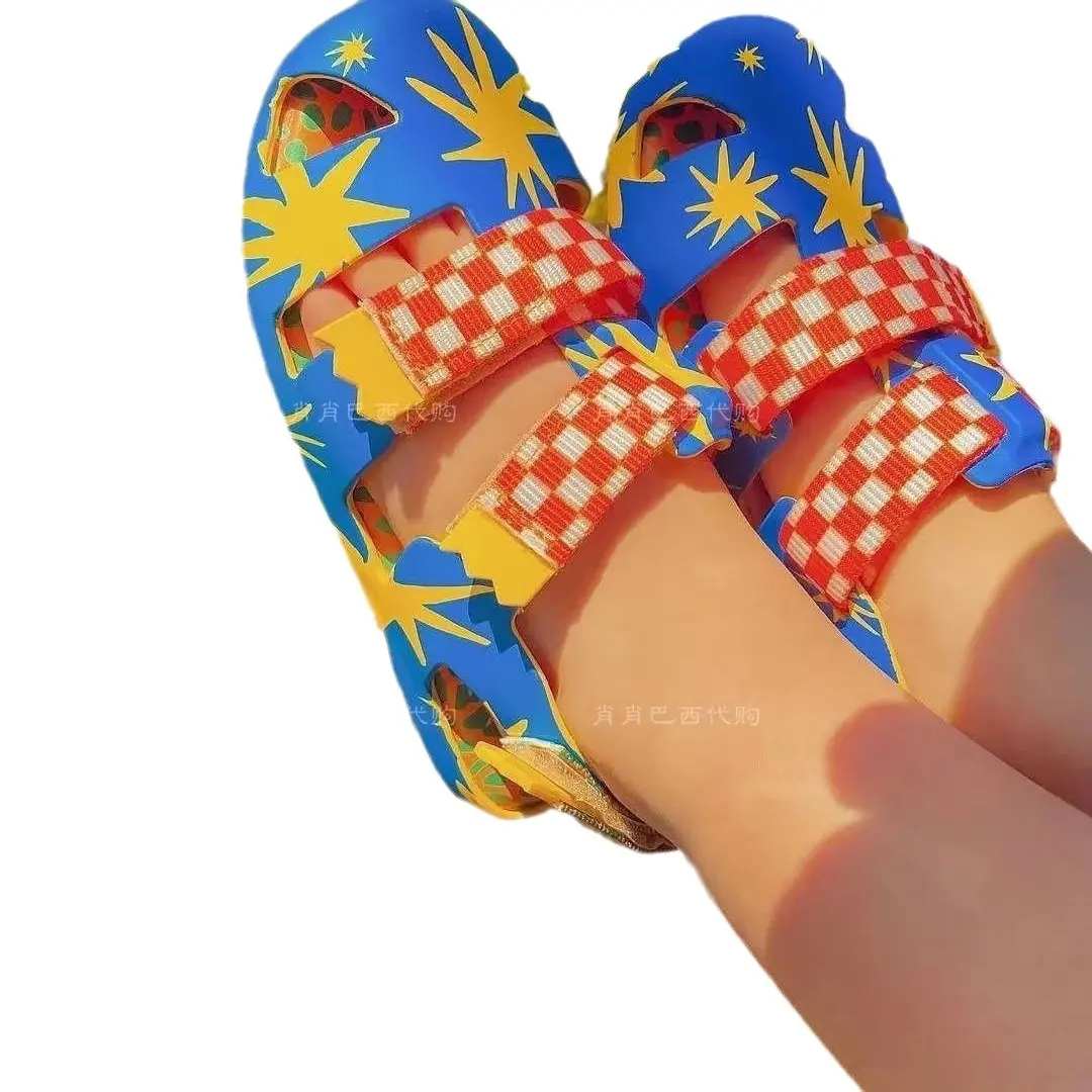 Summer Cool Baotou Shoes For Men And Women Baby Soft Sole Velcro Beach Shoes Summer New Colored Roman Children's Shoes