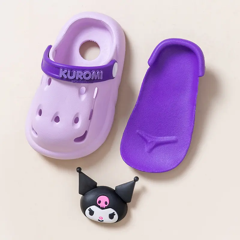 Sanrio Kids' Garden Shoes Girls Non-Slip Indoor Slippers Soft Bottom Breathable Deodorant Cute Cartoon Bow-top Sandals