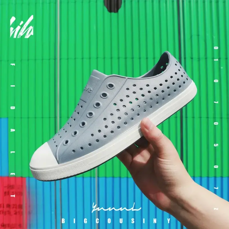 Thick Soft Flat Shoes Fashion Slip On Sandals Children's Casual Perforated Shoes Color Blocking Anti Slip Waterproof Outdoor