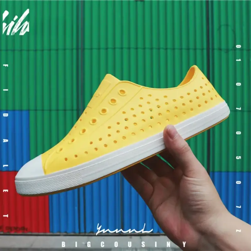 Thick Soft Flat Shoes Fashion Slip On Sandals Children's Casual Perforated Shoes Color Blocking Anti Slip Waterproof Outdoor