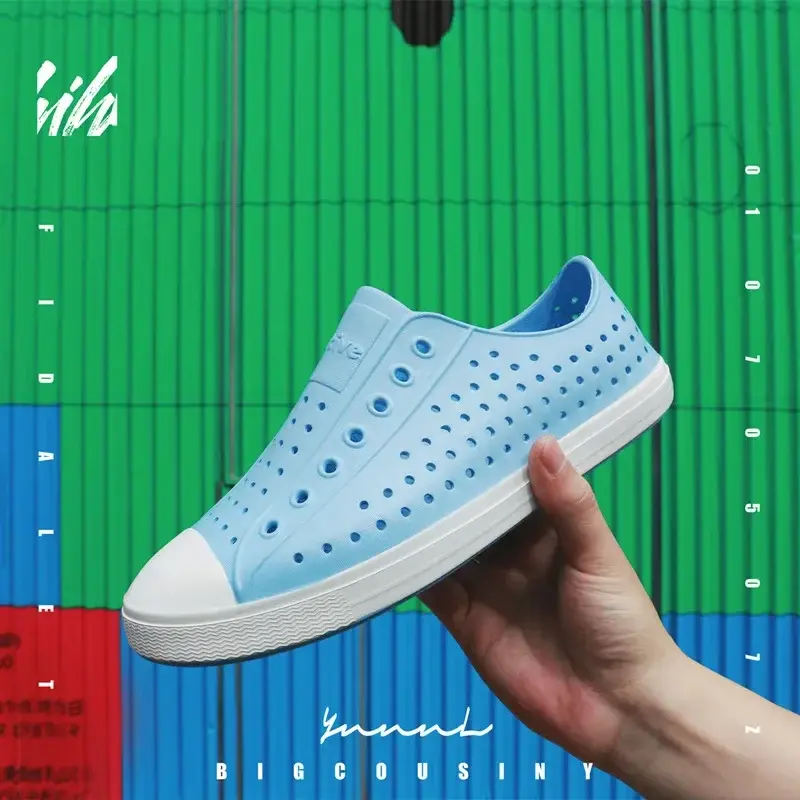 Thick Soft Flat Shoes Fashion Slip On Sandals Children's Casual Perforated Shoes Color Blocking Anti Slip Waterproof Outdoor