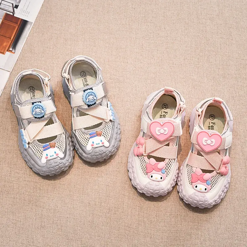 Cinnamoroll My Melody Girl Sports Sandals Sanrios Breathable Child Kawaii Cartoon Website All-Match Summer Breathable Girl Shoes