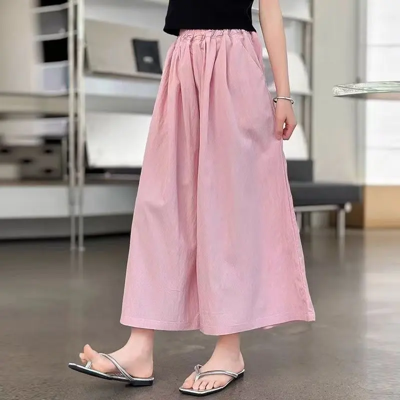 Summer New Girls Dress Pants Solid Versatile Fashion Thin Children Straight Leg Pant Loose Casual Children Casual Skirt Trousers