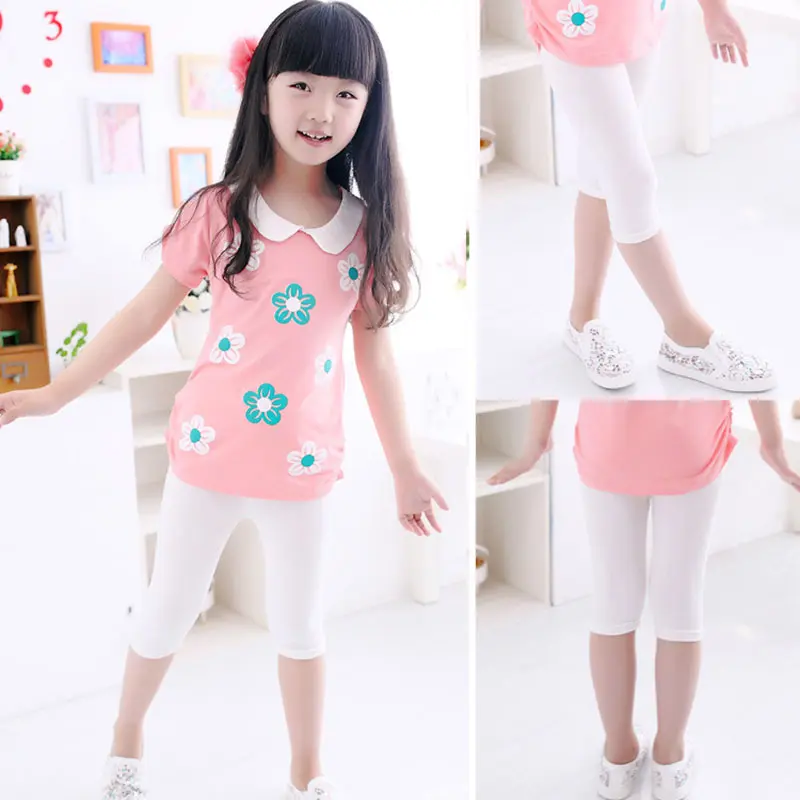 Summer Clothes Baby Girl Pants Children Cropped Pants Candy Color Calf-Length Girls Leggings Skinny Kids Trousers 2-12 Yrs